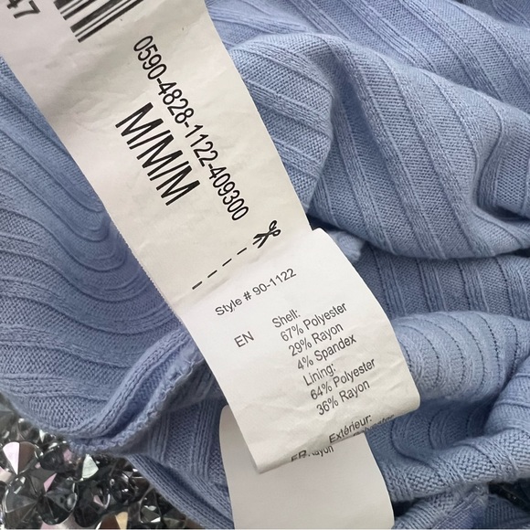 Urban heritage strapless tube top bodysuit baby blue cotton candy ribbed bow tie - Picture 4 of 6